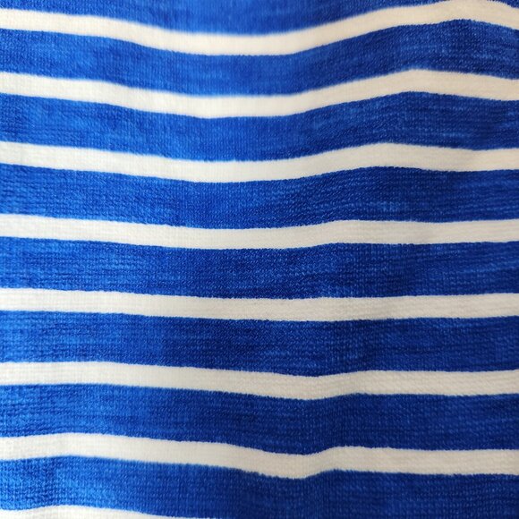 J. Crew Striped Pleated Ponte Dress Womens Medium Zip Back Blue White - Picture 10 of 12